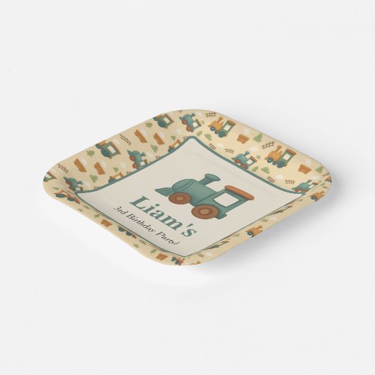 Personalized Train Birthday Party  Papieren Bordje (Gebogen)