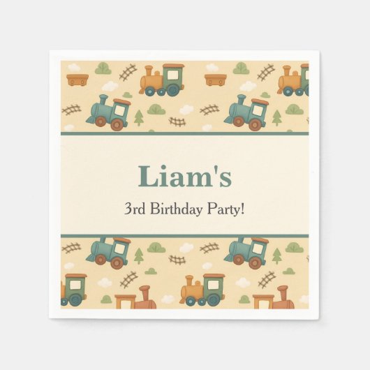 Personalized Train Birthday Party  Servet (Voorkant)