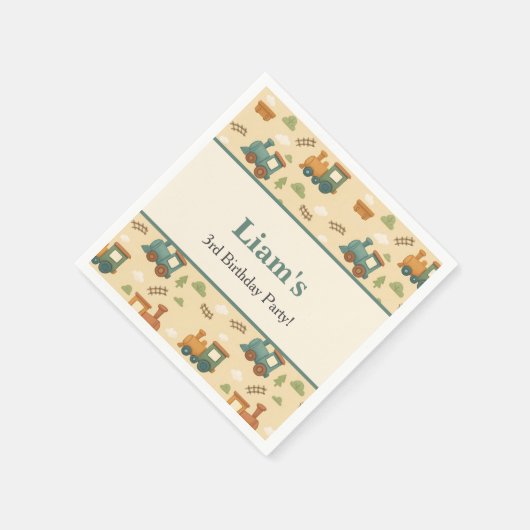 Personalized Train Birthday Party Servet (Hoek)