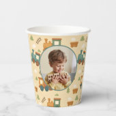 Personalized Train Birthday Photo Party Papieren Bekers (Achterkant)