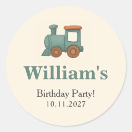 Personalized Train Birthday Thank You Ronde Sticker