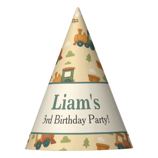 Personalized Train Kid Birthday  Feesthoedjes (Voorkant)