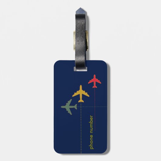 personalized travel airplanes bagagelabel (Achterkant verticaal)