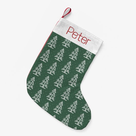 Personalized Tree Pattern Christmas Stocking  Kleine Kerstsok (Voorkant (Hangend))