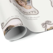 Personalized Trendy Bow Photo Graduation Cadeaupapier (Rol Hoek)