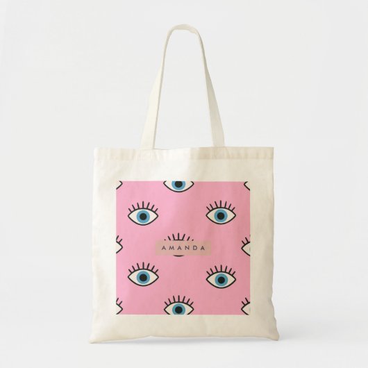 Personalized Trendy Evil Eye Pop Art Pattern Tote Bag (Voorkant)