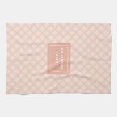 Personalized Trendy Towel Chic Coral Plaid Design Theedoek (Horizontaal)