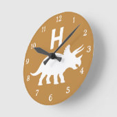Personalized Triceratops Kids Wall Clock Neutral Ronde Klok (Hoek)