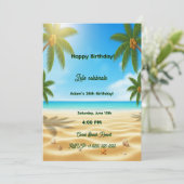 Personalized Tropical Beach Palms Adult Birthday P Kaart (Staand voorkant)