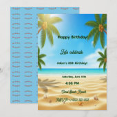 Personalized Tropical Beach Palms Adult Birthday P Kaart (Voorkant / Achterkant)
