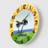 Personalized Tropical Beach Wall Clock Grote Klok (Hoek)