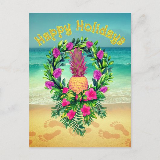 Personalized Tropical Christmas Holiday Pineapple Briefkaart (Voorkant)