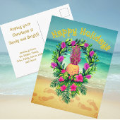 Personalized Tropical Christmas Holiday Pineapple Briefkaart