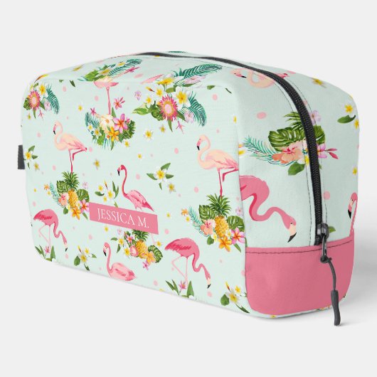 Personalized Tropical Flamingo Pink Beach Vibes Toilettasje (Rechterhoek)