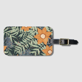 Personalized Tropical Floral Leaves  Bagagelabel