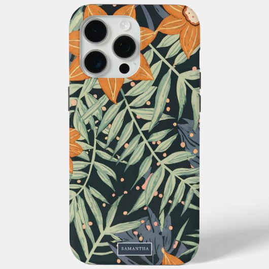 Personalized Tropical Floral Leaves  Case-Mate iPhone Case (Achterkant)