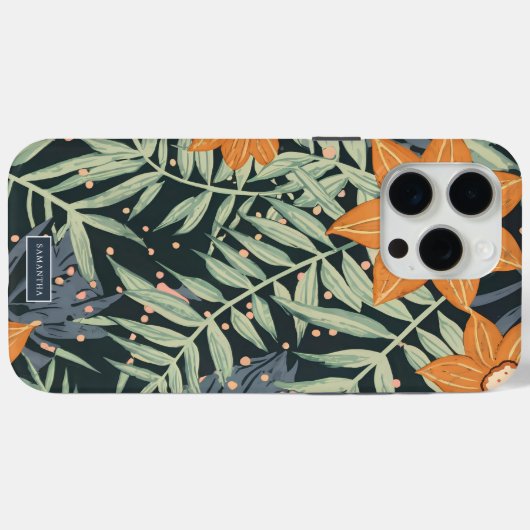 Personalized Tropical Floral Leaves  Case-Mate iPhone Case (Achterkant (horizontaal))