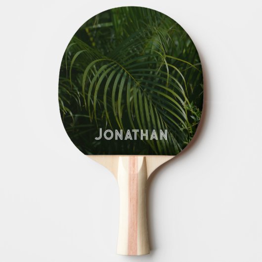 Personalized Tropical Green Leaves Tafeltennisbatje (Voorkant)
