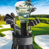 Personalized Tropical Island Golf Course Scene Golfheadcover