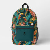 Personalized Tropical Jungle Parrot & Toucan Backp Bedrukte Rugzak (Voorkant)