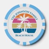 Personalized Tropical Palm Tree Sunset Beach House Poker Chips (Voorkant)