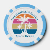 Personalized Tropical Palm Tree Sunset Beach House Poker Chips (Achterkant)