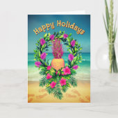 Personalized Tropical Pineapple Wreath Holiday Feestdagen Kaart (Voorkant)