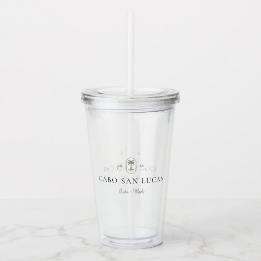 Personalized Tropical Wedding Destination Weekend Acryl Drinkbeker (Voorkant)