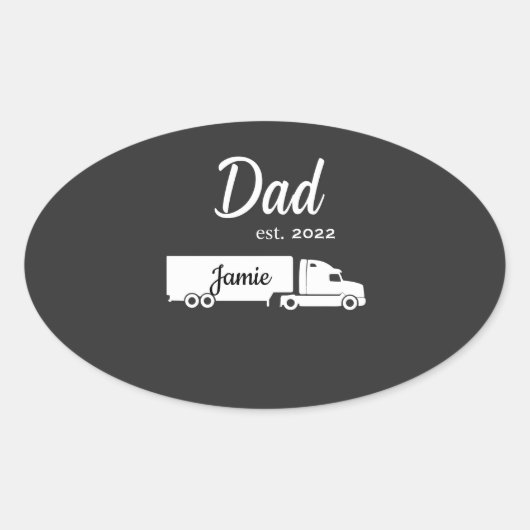 Personalized Trucker Dad Sticker with Semi Truck  (Voorkant)