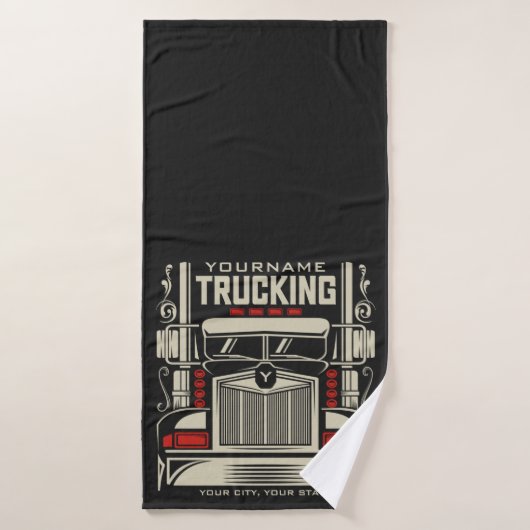 Personalized Trucking 18 Wheeler BIG RIG Trucker Bad Handdoek (Badhanddoek)