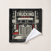 Personalized Trucking 18 Wheeler BIG RIG Trucker Bad Handdoek (Wasdoekje)