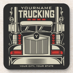 Personalized Trucking 18 Wheeler BIG RIG Trucker Bier Onderzetter