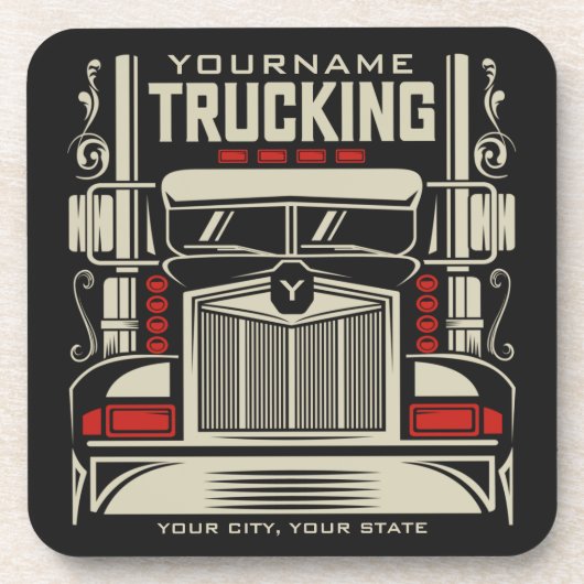 Personalized Trucking 18 Wheeler BIG RIG Trucker Bier Onderzetter (Voorkant)