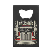 Personalized Trucking 18 Wheeler BIG RIG Trucker Creditkaart Flessenopener (Voorkant)