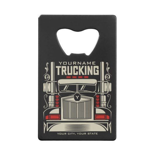 Personalized Trucking 18 Wheeler BIG RIG Trucker Creditkaart Flessenopener (Voorkant)