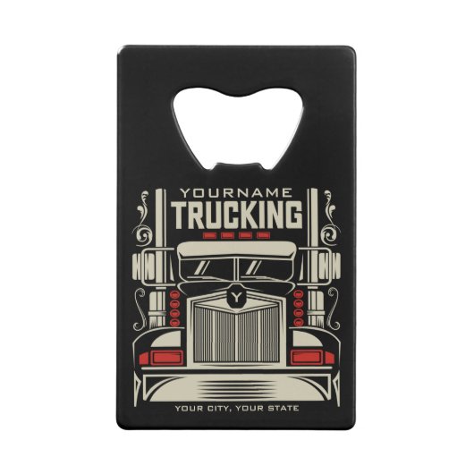 Personalized Trucking 18 Wheeler BIG RIG Trucker Creditkaart Flessenopener (Achterkant)