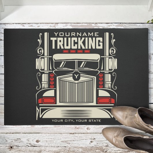Personalized Trucking 18 Wheeler BIG RIG Trucker Deurmat