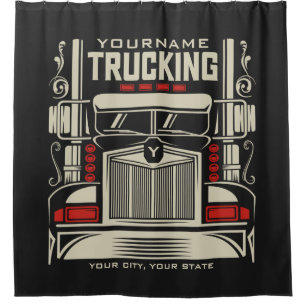 Personalized Trucking 18 Wheeler BIG RIG Trucker Douchegordijn