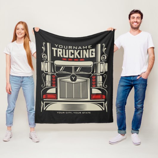 Personalized Trucking 18 Wheeler BIG RIG Trucker Fleece Deken (In situ)