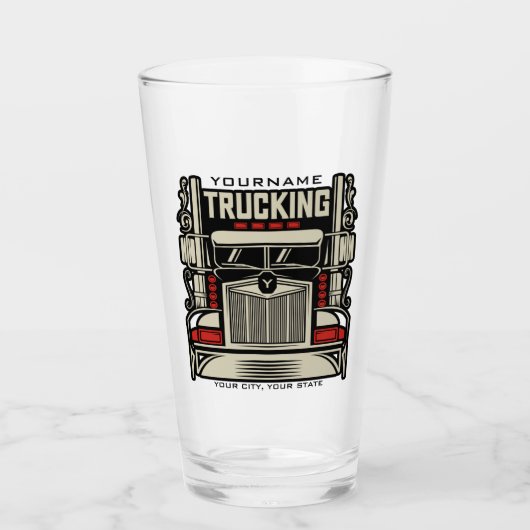 Personalized Trucking 18 Wheeler BIG RIG Trucker Glas (Voorkant)