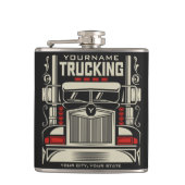 Personalized Trucking 18 Wheeler BIG RIG Trucker Heupfles (Voorkant)