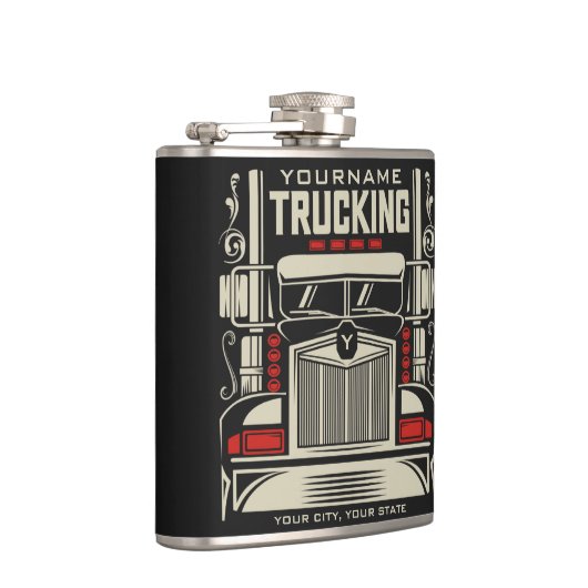 Personalized Trucking 18 Wheeler BIG RIG Trucker Heupfles (Rechts)