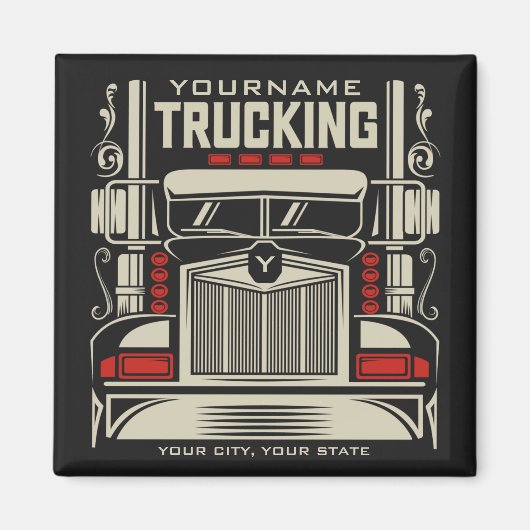 Personalized Trucking 18 Wheeler BIG RIG Trucker Magneet (Voorkant)