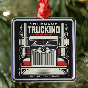 Personalized Trucking 18 Wheeler BIG RIG Trucker Metalen Ornament