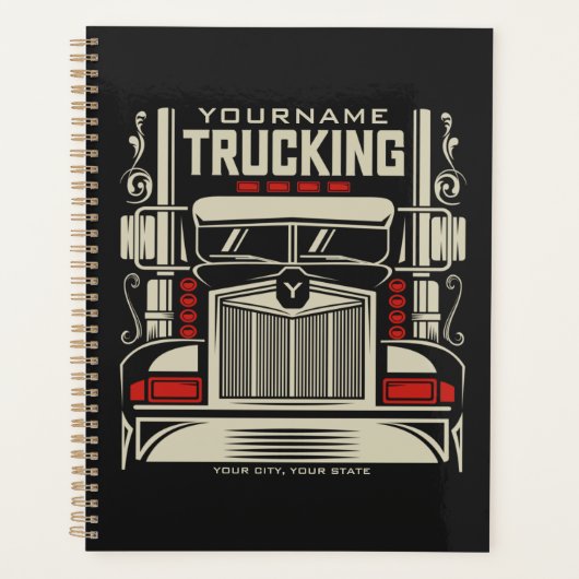 Personalized Trucking 18 Wheeler BIG RIG Trucker Planner (Voorkant)