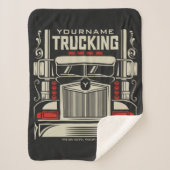 Personalized Trucking 18 Wheeler BIG RIG Trucker Sherpa Deken (Voorkant)
