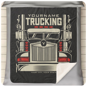 Personalized Trucking 18 Wheeler BIG RIG Trucker Sherpa Deken