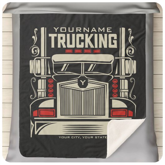Personalized Trucking 18 Wheeler BIG RIG Trucker Sherpa Deken