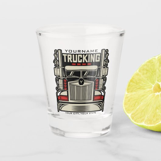 Personalized Trucking 18 Wheeler BIG RIG Trucker Shot Glas (Voorkant)