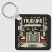 Personalized Trucking 18 Wheeler BIG RIG Trucker Sleutelhanger (Voorkant)